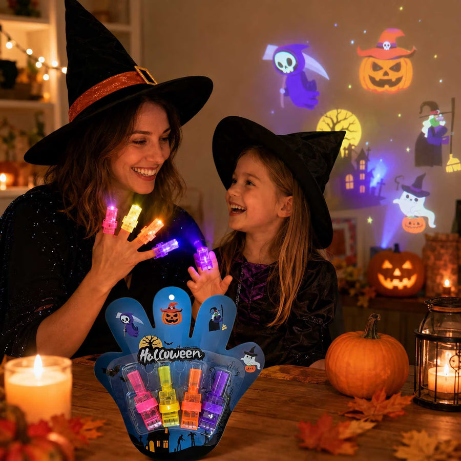 Halloween Led Projection Finger Lights, Glow Party Favor Set for Festive Celebrations and Themed Events,Blue-16.5Cm