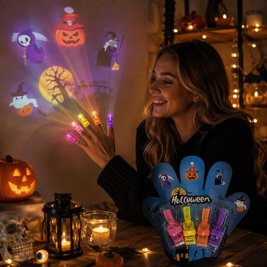 Halloween Led Projection Finger Lights, Glow Party Favor Set for Festive Celebrations and Themed Events,Blue-16.5Cm